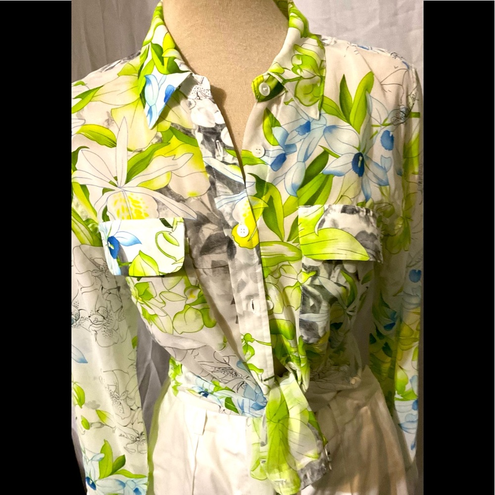 Premier Floral Button Down Shirt - Green and Blue
